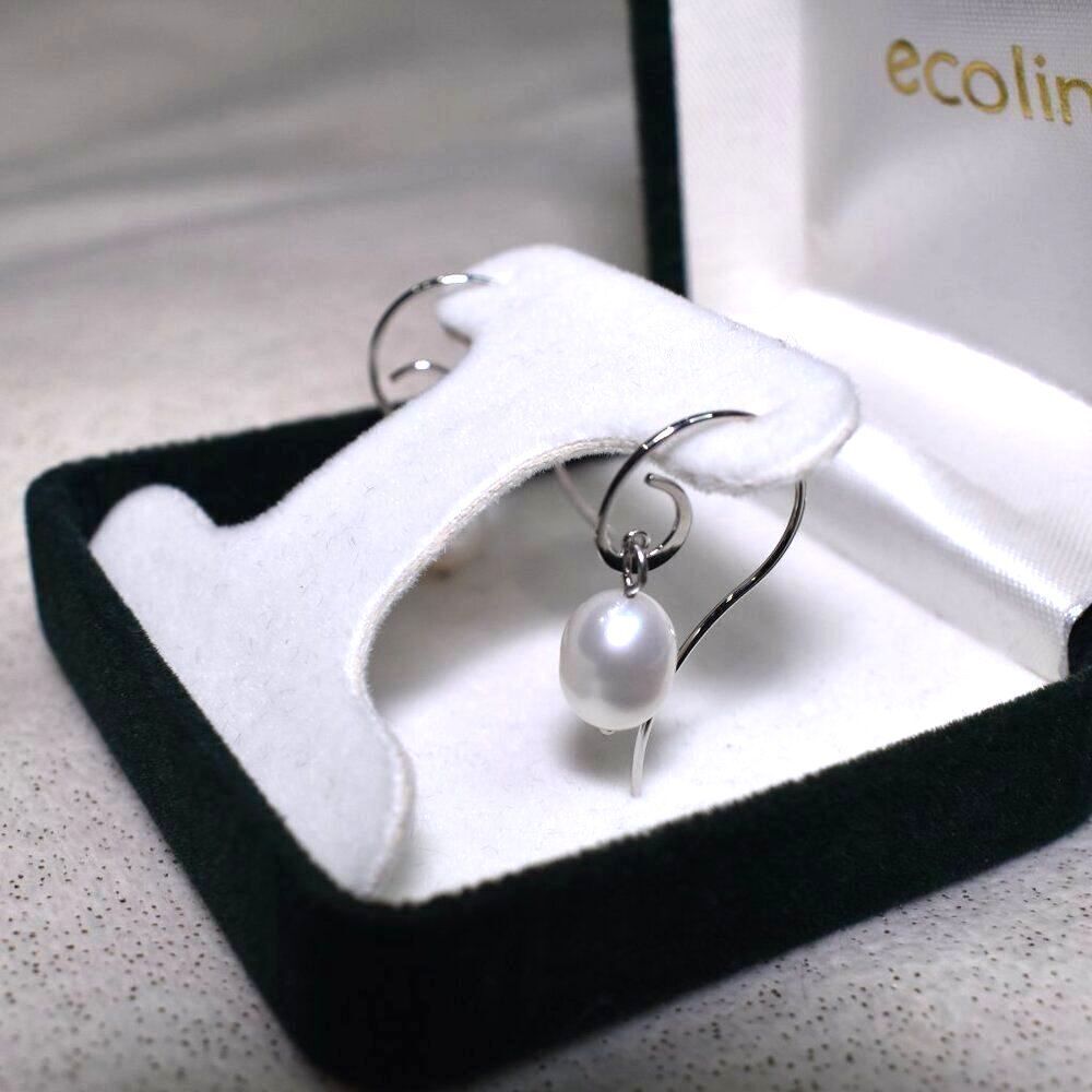 White Freshwater Pearl Drop Earrings Sterling Silver Shepherd Hook Post